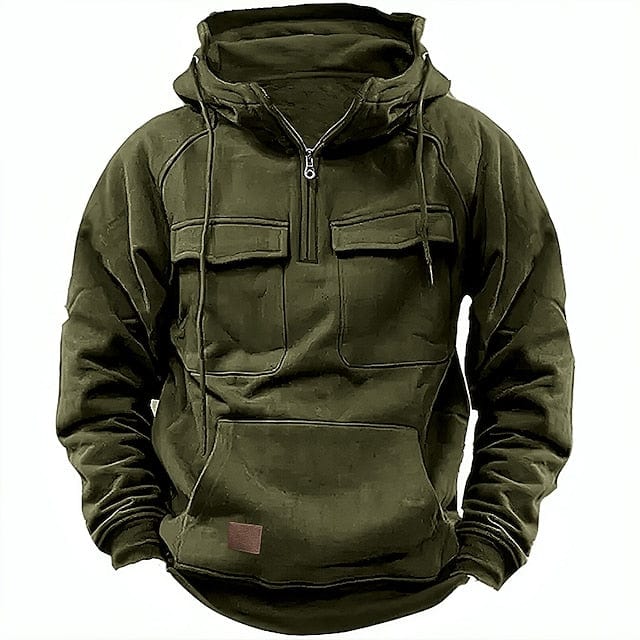 RYDER - Tactical herenhoodie met zakken en half-zip
