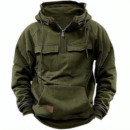 RYDER - Tactical herenhoodie met zakken en half-zip