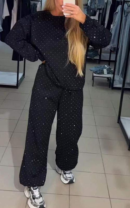 LUXE - Sprankelende casual lounge set met pailletten details
