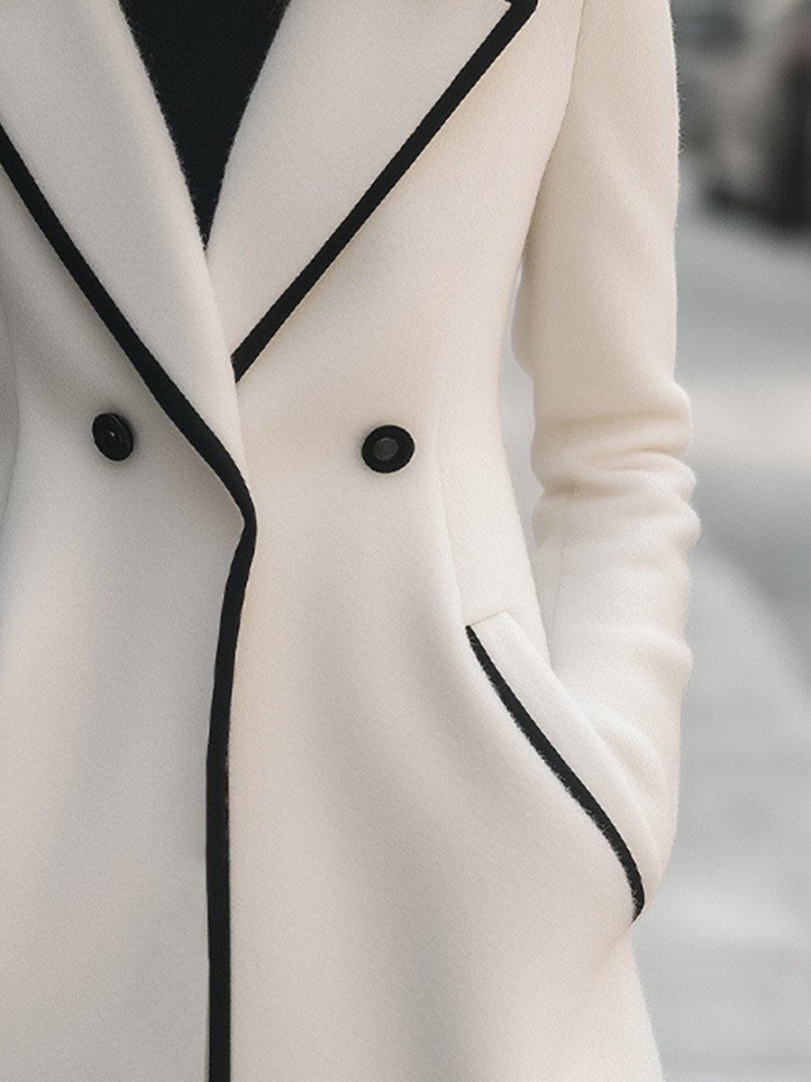 Winterjas Dames | Mantel met Zwarte Details - Glamorix