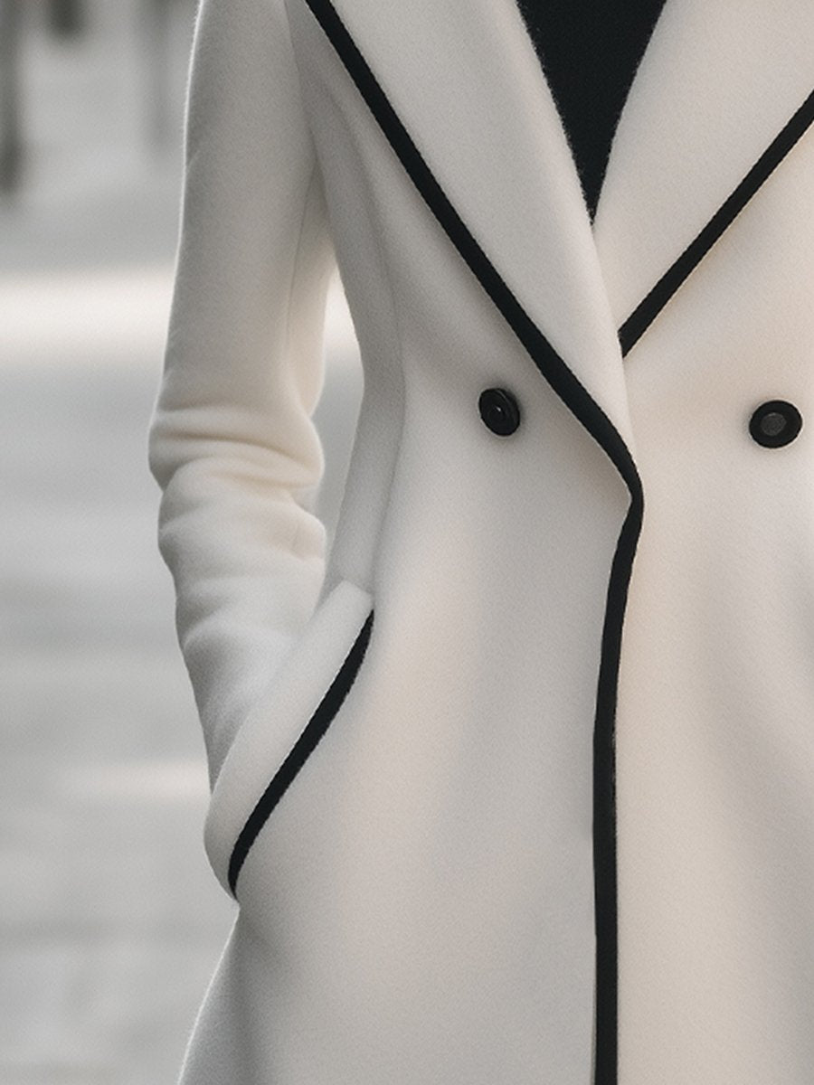 Winterjas Dames | Mantel met Zwarte Details - Glamorix