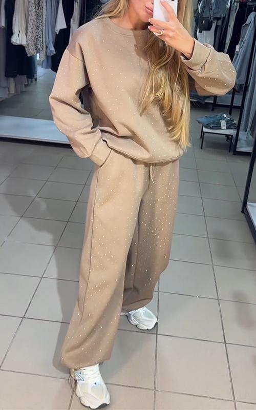 LUXE - Sprankelende casual lounge set met pailletten details