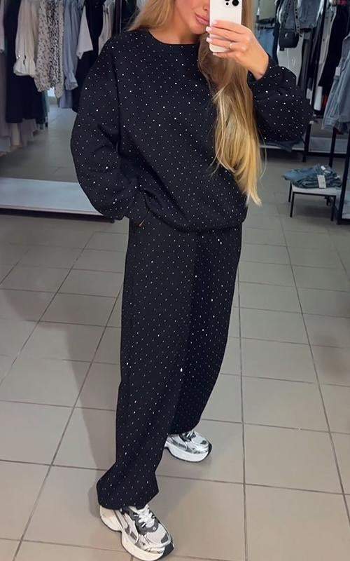 LUXE - Sprankelende casual lounge set met pailletten details