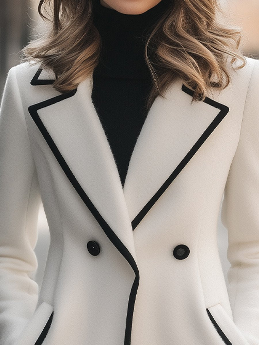 Winterjas Dames | Mantel met Zwarte Details - Glamorix