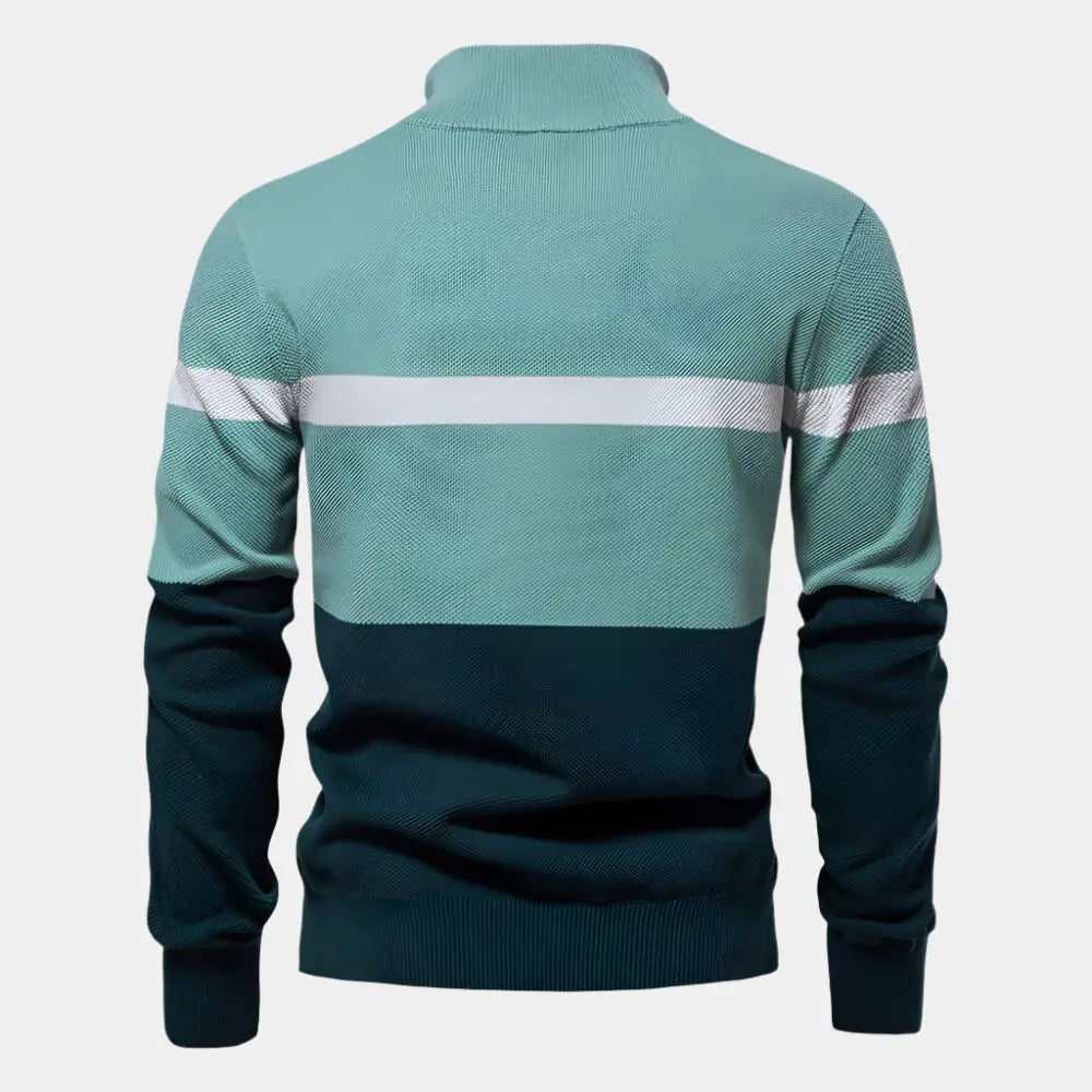NIKO – Herenpullover met colorblock en kwart ritssluiting