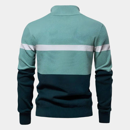 NIKO – Herenpullover met colorblock en kwart ritssluiting