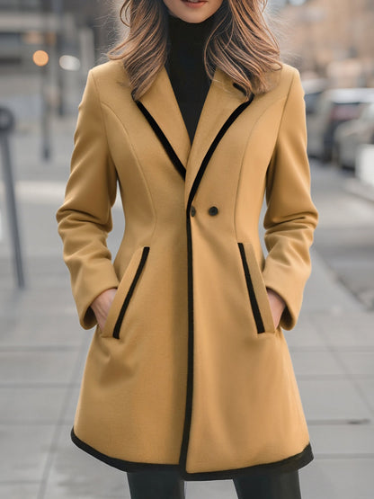 Winterjas Dames | Mantel met Zwarte Details - Glamorix