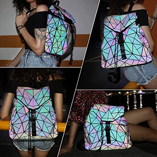 Stijlvolle reflecterende damesrugzak met holografisch effect – LumoraGlow - Glamorix