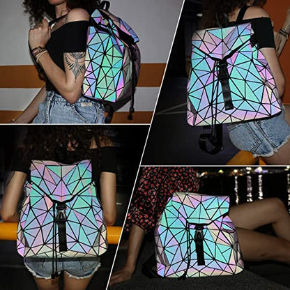 Stijlvolle reflecterende damesrugzak met holografisch effect – LumoraGlow - Glamorix