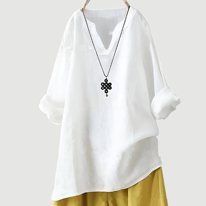 Luchtige dames tuniek met V-hals en relaxte pasvorm – NAYELI BREEZE - Glamorix