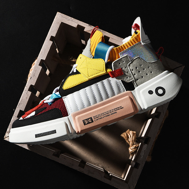 Fashion heren sneakers met futuristisch design en dikke zool – NOVARO X1 - Glamorix