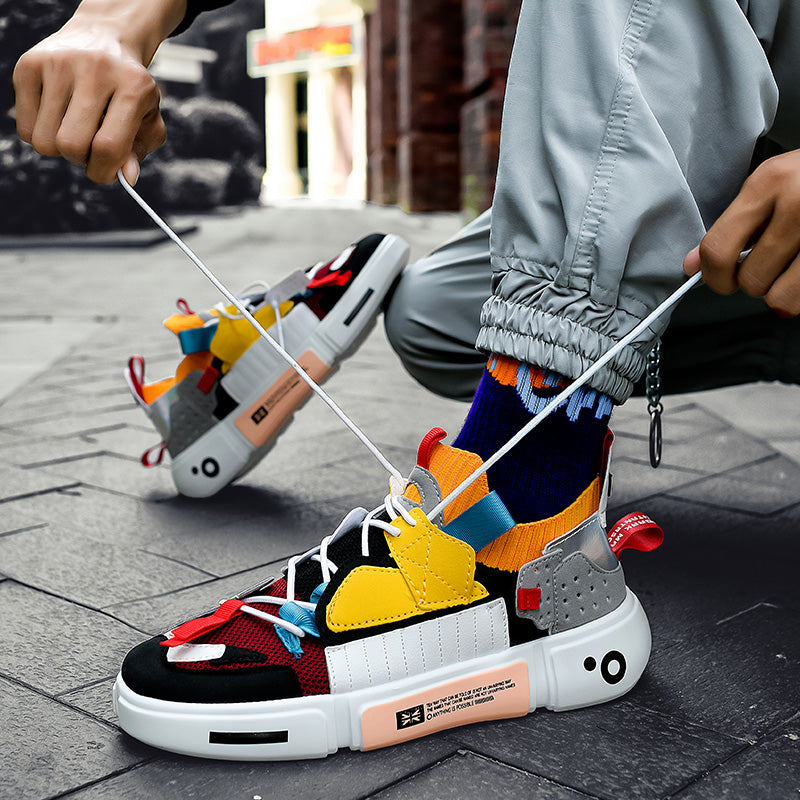 Fashion heren sneakers met futuristisch design en dikke zool – NOVARO X1 - Glamorix
