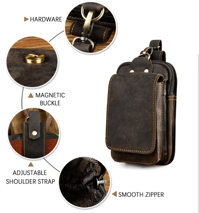 Stoere leren heren heuptas – Veyron LeatherBeltBag - Glamorix