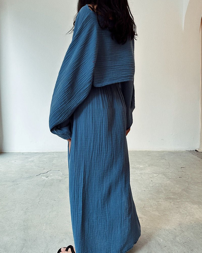 Tweedelige zomerset met cropped top en zwierige maxi rok – SANTINA SET - Glamorix