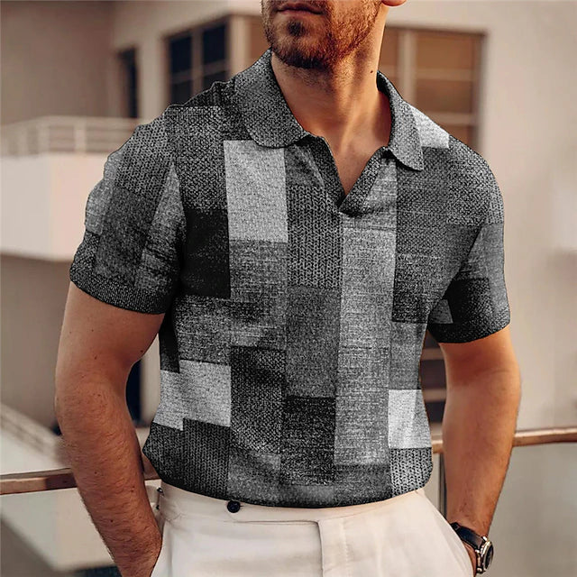 Korte Mouwen Herenshirt met Kleurrijk Blokjespatroon voor Een Speelse Look – MARVIN VIBE - Glamorix