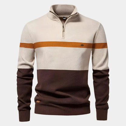 NIKO – Herenpullover met colorblock en kwart ritssluiting
