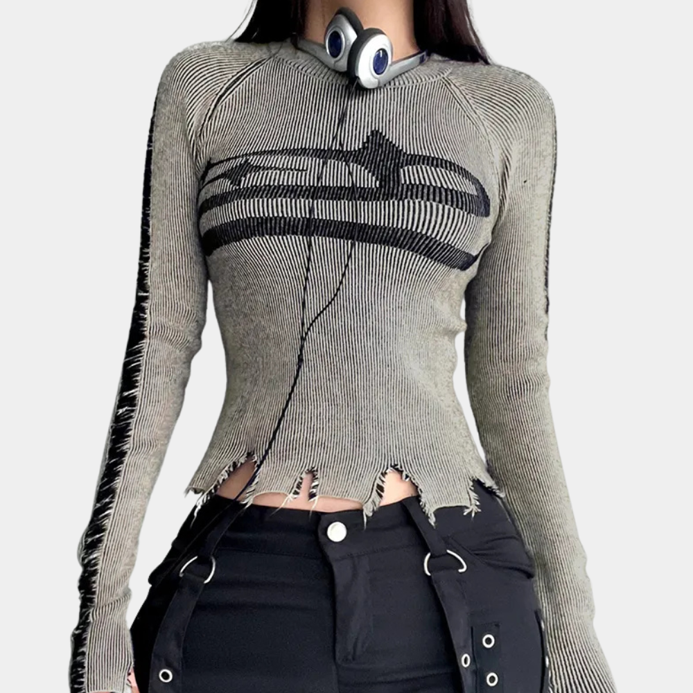 LINA - Versleten slim fit gebreide top voor dames