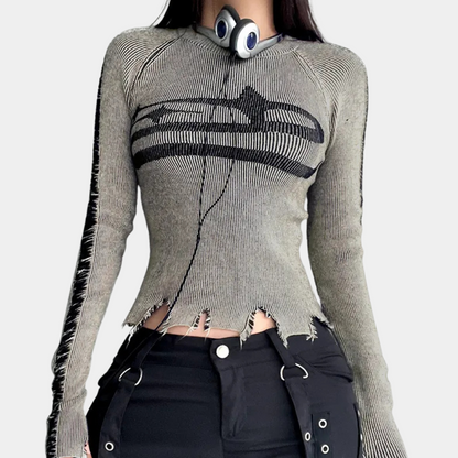 LINA - Versleten slim fit gebreide top voor dames