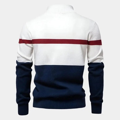 NIKO – Herenpullover met colorblock en kwart ritssluiting