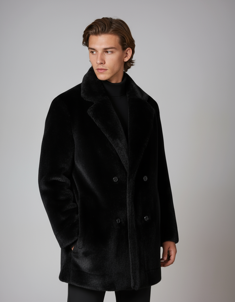 EDGAR – Heren wintermantel met bontkraag en knoopsluiting - Glamorix