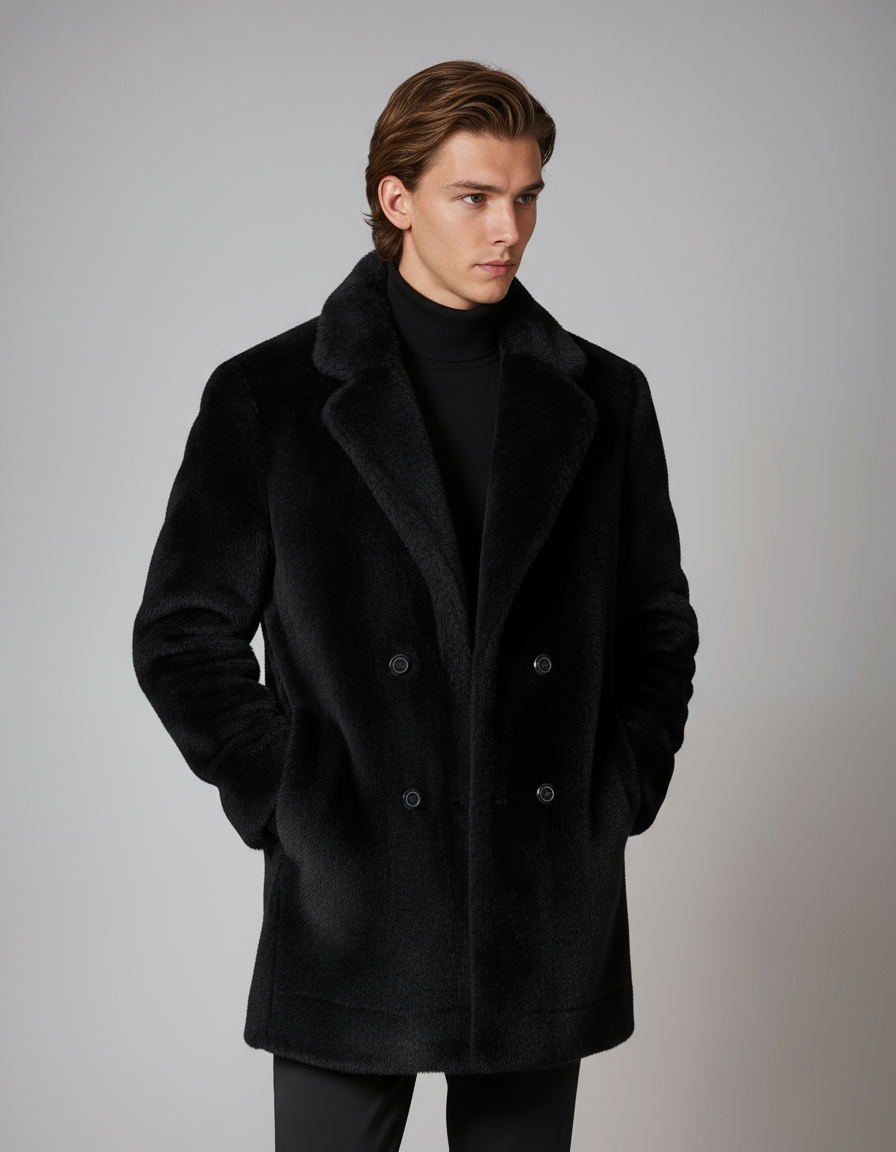 EDGAR – Heren wintermantel met bontkraag en knoopsluiting - Glamorix