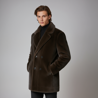 EDGAR – Heren wintermantel met bontkraag en knoopsluiting - Glamorix