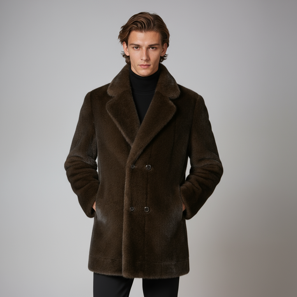 EDGAR – Heren wintermantel met bontkraag en knoopsluiting - Glamorix