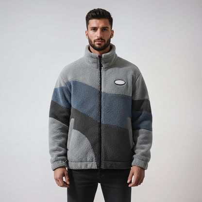 RAFE – Heren fleece jas in vintage stijl met rits - Glamorix