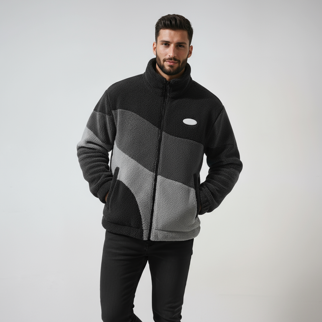 RAFE – Heren fleece jas in vintage stijl met rits - Glamorix