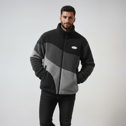 RAFE – Heren fleece jas in vintage stijl met rits - Glamorix