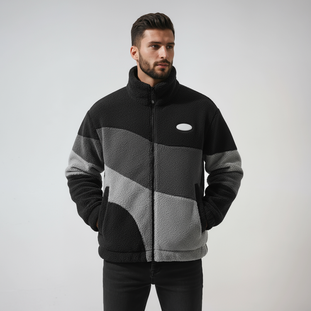 RAFE – Heren fleece jas in vintage stijl met rits - Glamorix