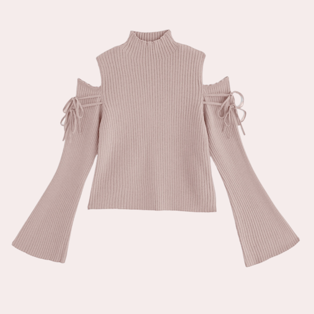 SOPHIA - Chique geribde trui met cold-shoulder design