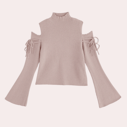 SOPHIA - Chique geribde trui met cold-shoulder design