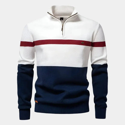 NIKO – Herenpullover met colorblock en kwart ritssluiting