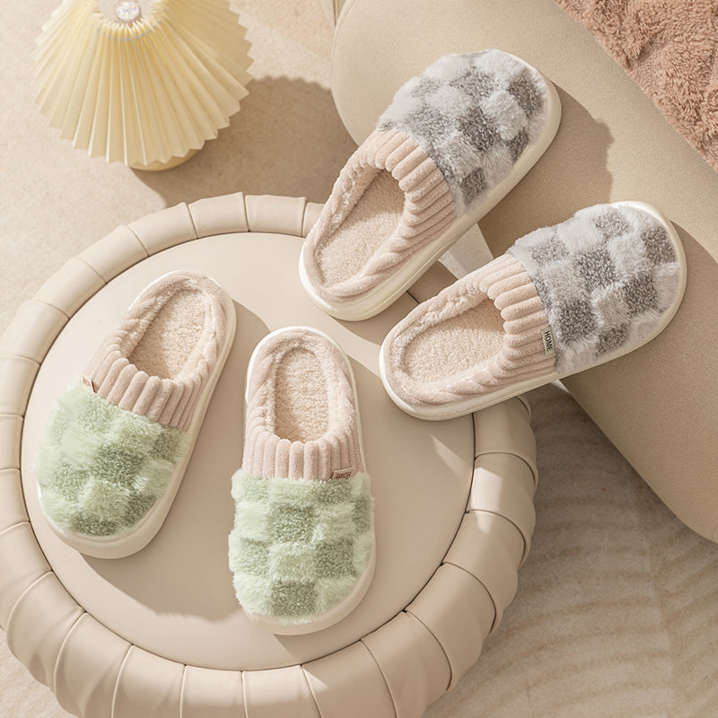 MAEVE - Geruite pluche pantoffels voor vrouwen