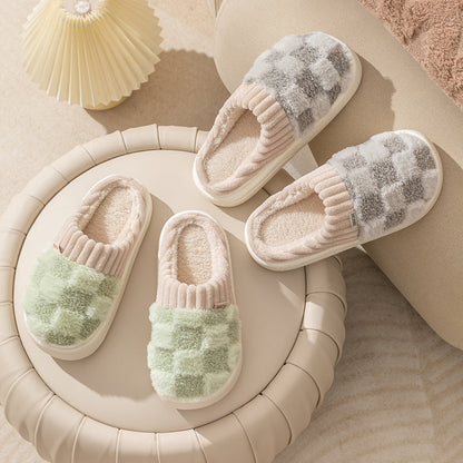 MAEVE - Geruite pluche pantoffels voor vrouwen