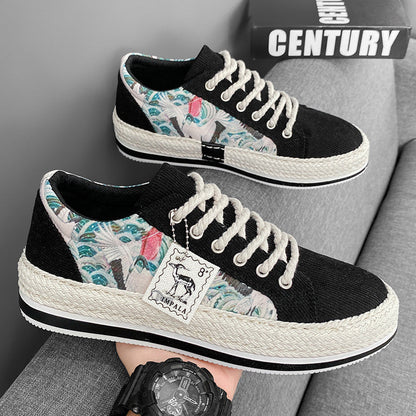 Herensneakers met grafisch design en flexibele geweven zool – STRYDER WOVENKICK - Glamorix