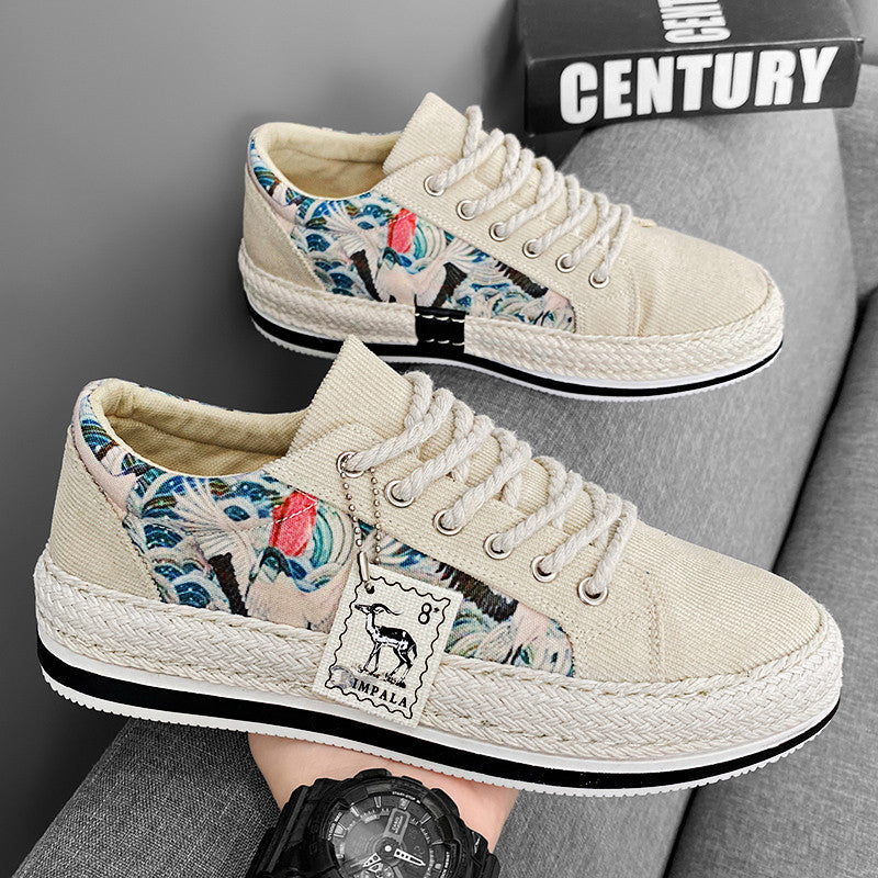 Herensneakers met grafisch design en flexibele geweven zool – STRYDER WOVENKICK - Glamorix