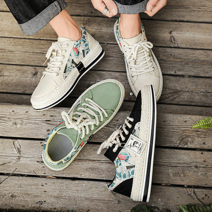 Herensneakers met grafisch design en flexibele geweven zool – STRYDER WOVENKICK - Glamorix