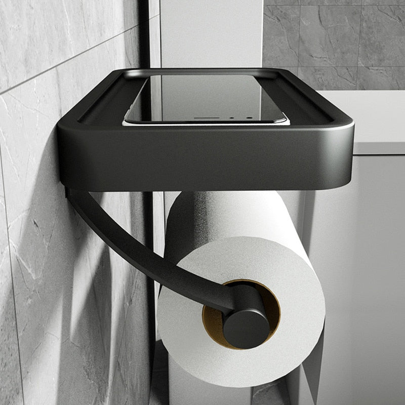 ORGANIZA - Moderne wandtoiletrolhouder met opbergplank