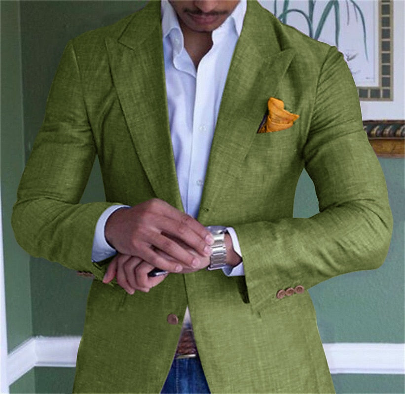 Linnen heren blazer met comfortabele pasvorm en casual elegantie – LIVO BREEZE - Glamorix