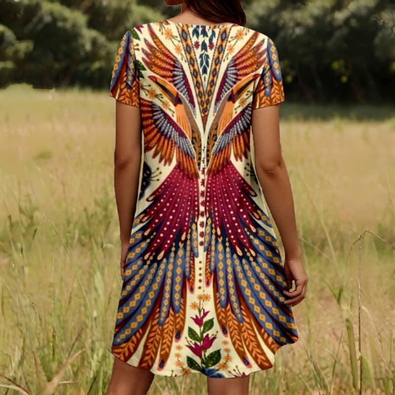 Zomerse boho-jurk met kleurrijke print en losse fit – CALISTA WINGDREAM - Glamorix