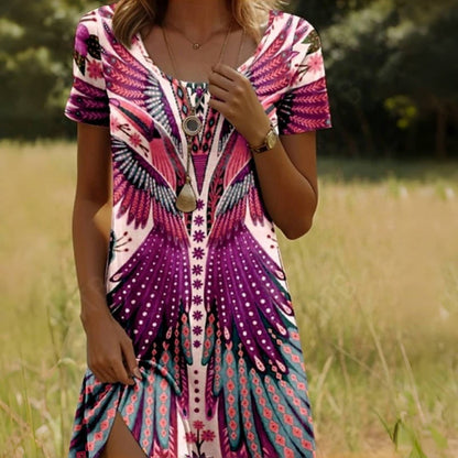 Zomerse boho-jurk met kleurrijke print en losse fit – CALISTA WINGDREAM - Glamorix