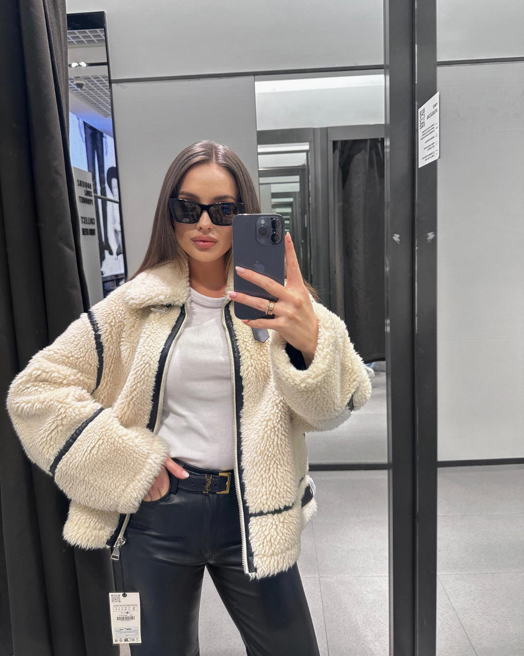 Enslee - Schapenvacht Jas met Gesp en Kraag