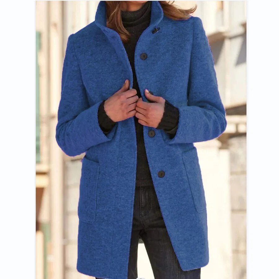 SOFIA - Elegante middellange jas met knoopsluiting