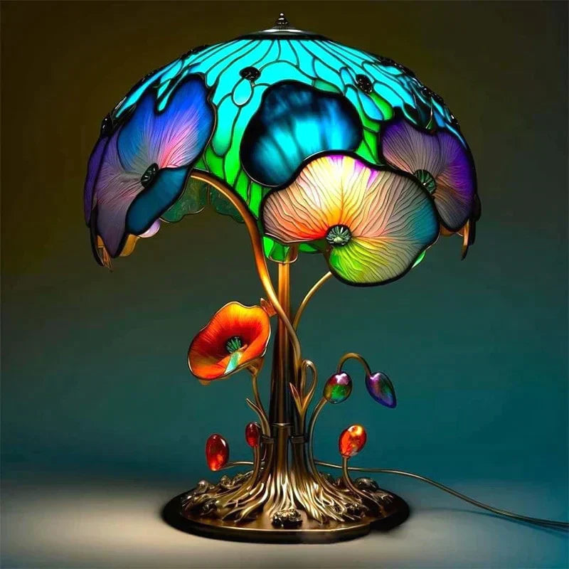 Kleurrijke glas-in-loodlamp voor een sfeervol interieuraccent – VITRALIA GlowArt - Glamorix