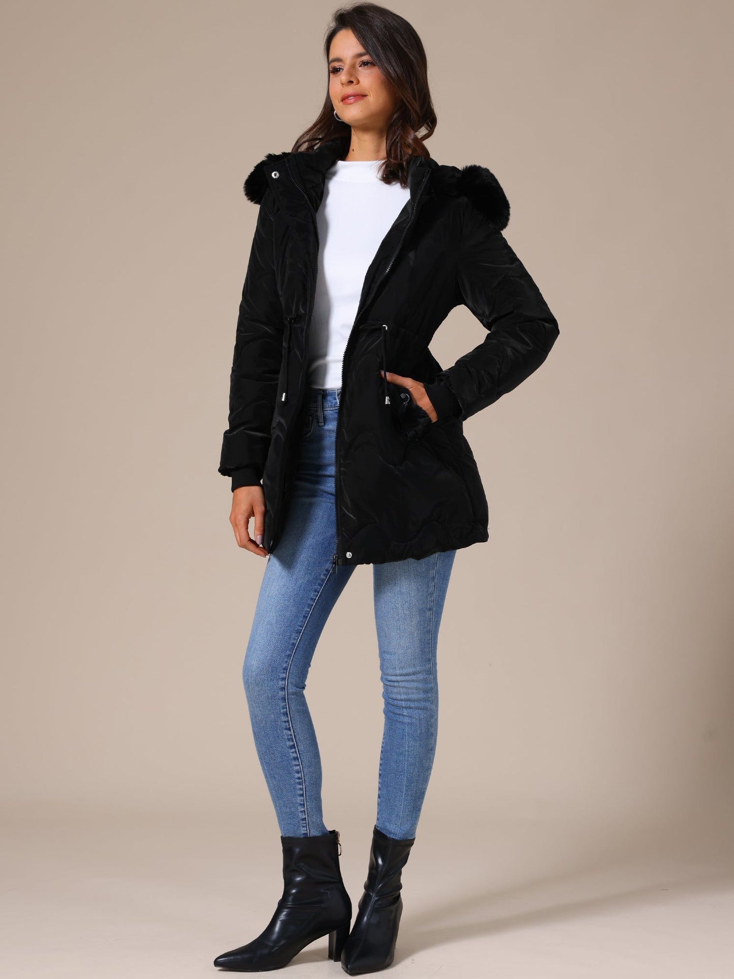 SARA – Gewatteerde dames winterjas met capuchon - Glamorix