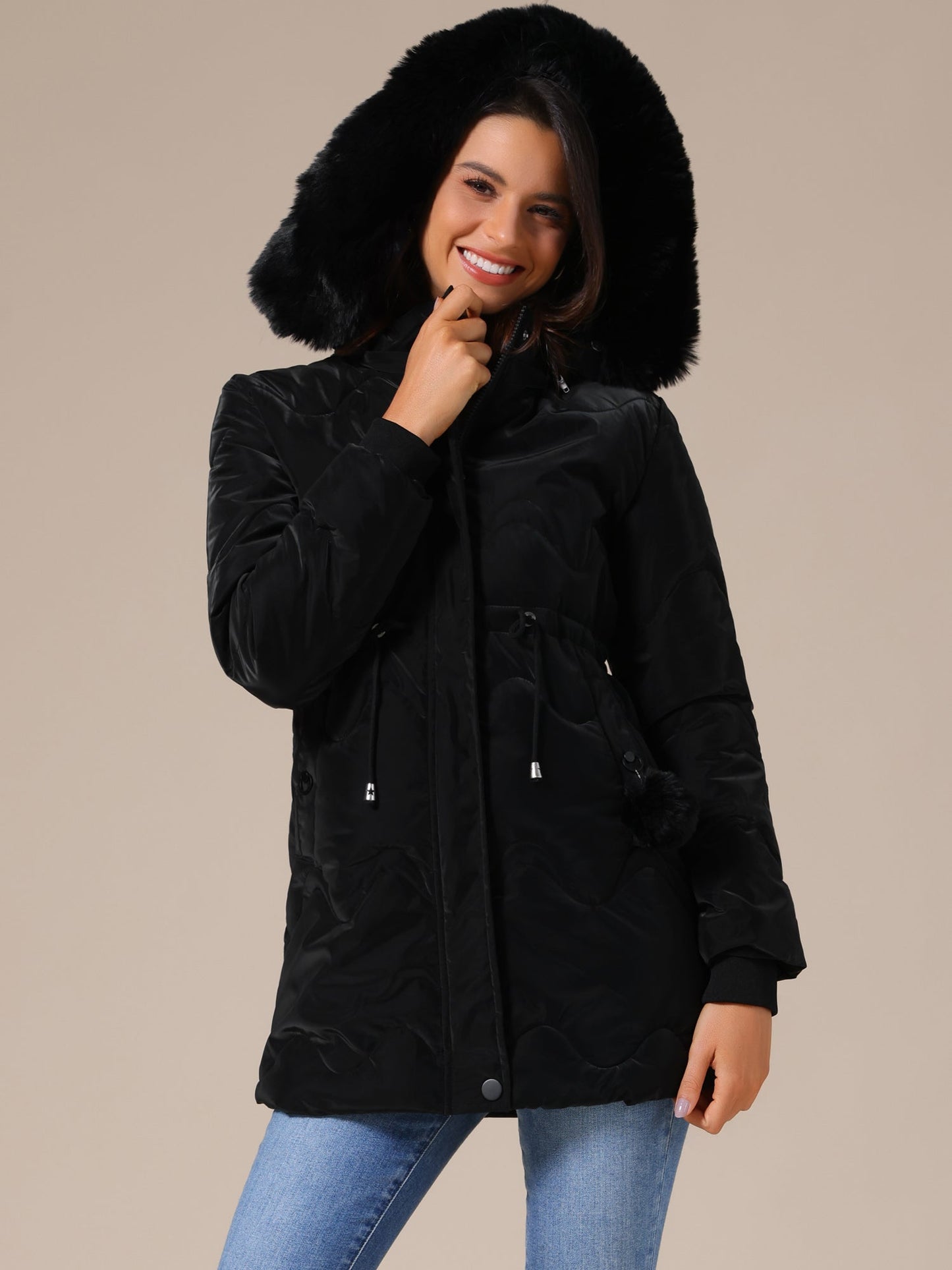 SARA – Gewatteerde dames winterjas met capuchon - Glamorix