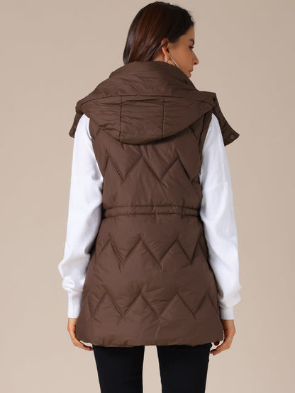 NAYLA – Lange gewatteerde dames bodywarmer met capuchon - Glamorix