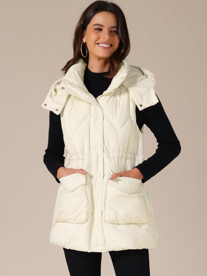NAYLA – Lange gewatteerde dames bodywarmer met capuchon - Glamorix